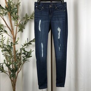 Jennifer Lopez Indigo Distressed Skinny Jeans Sz 6 (B3)